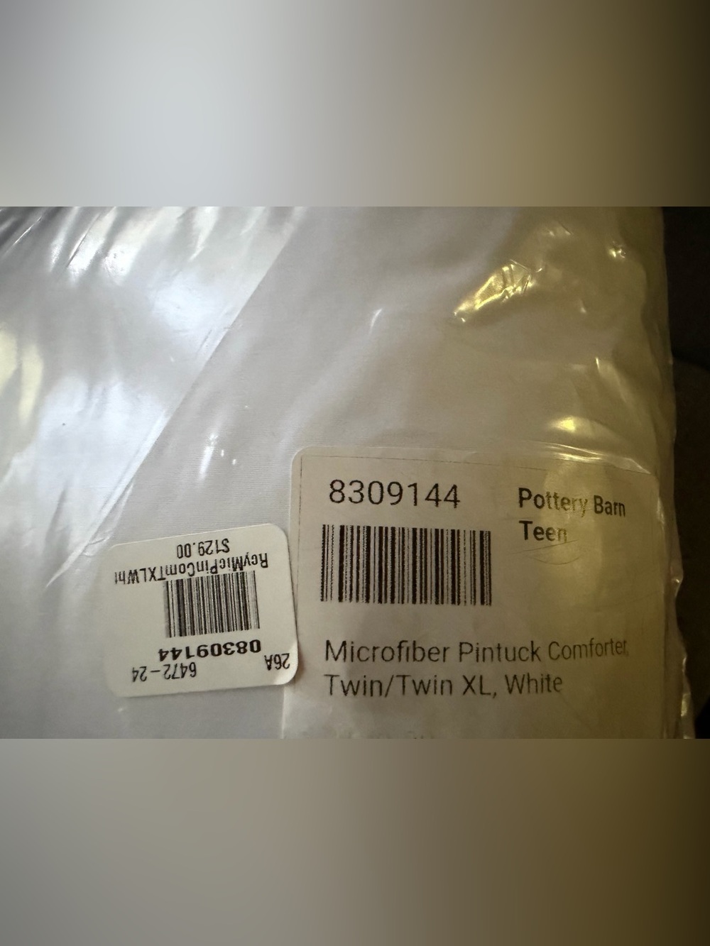 Pottery Barn Teen White Microfiber Pintuck Comforter Twin XL NWT (new with tags) - Picture 4 of 11